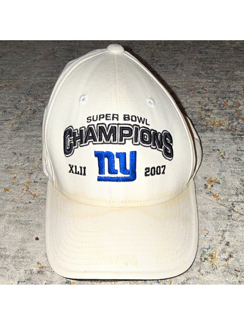 NFL New York Giants Super Bowl XLII Champions 2007 White Adjustable Hat A354